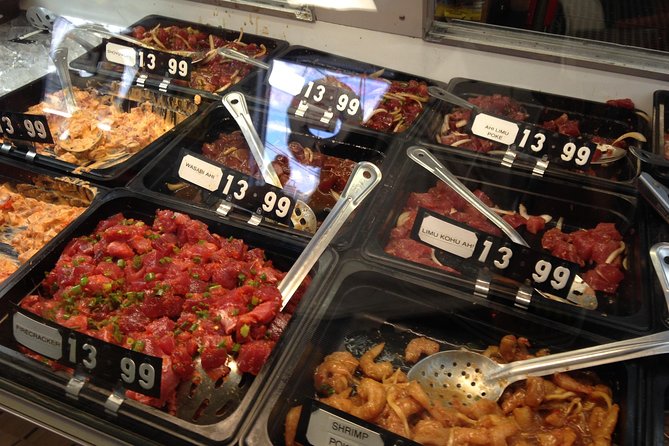 Da Local's Food Tour of Oahu - Garlic shrimp at a market food court