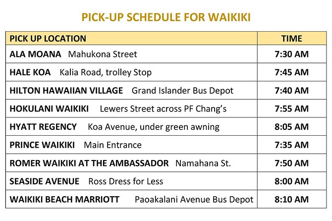 North Shore Haleiwa & Dole Plantation Tour - The morning pickup from Waikiki